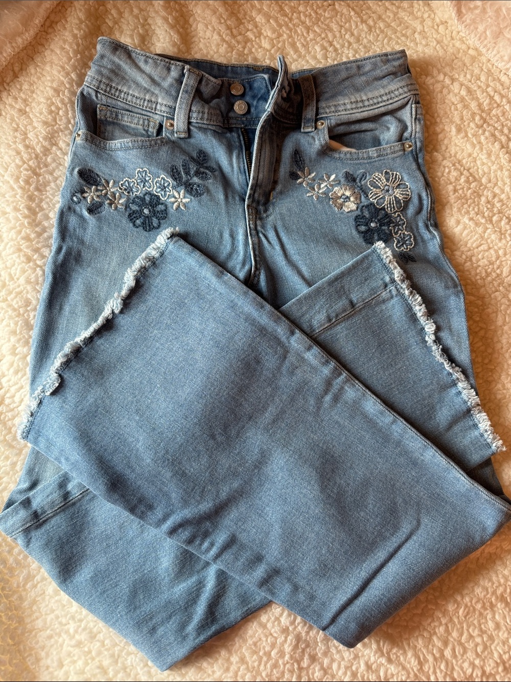 GAP floral embroidered flare jeans